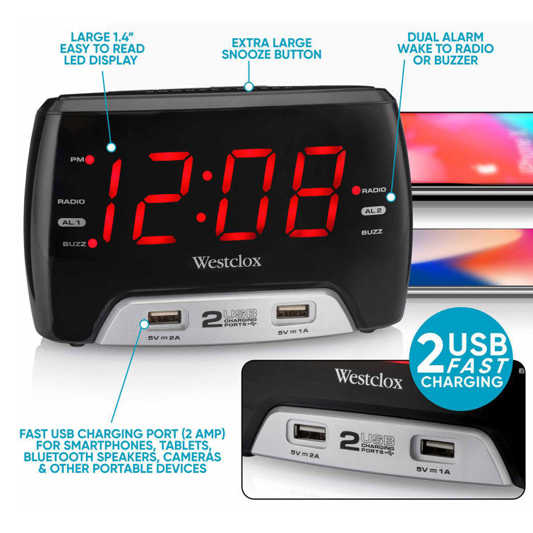 Westclox Modern & Contemporary Digital Electric Tabletop Clock with